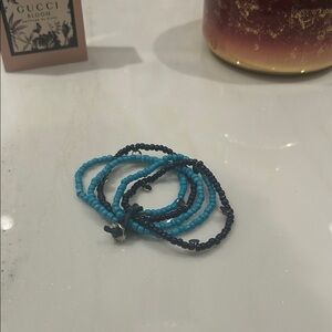 Free People Turquoise and Navy Beaded Bracelet